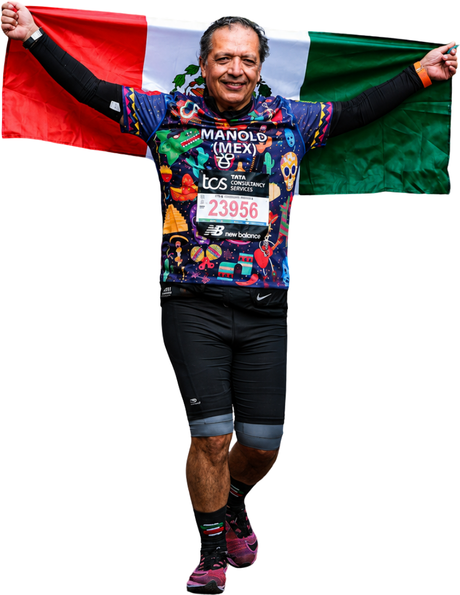 Dr. Manuel Ávalos corriendo un maratón